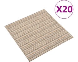 vidaXL - Tapijttegels - 20 - st - 5 - m² - 50x50 - cm - gestreept - beige