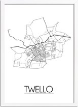 Twello Plattegrond poster A4 + fotolijst wit (21x29,7cm) - DesignClaud