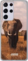 6F hoesje - geschikt voor Samsung Galaxy S21 Ultra -  Transparant TPU Case - Elephants #ffffff