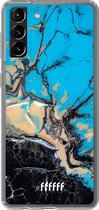 6F hoesje - geschikt voor Samsung Galaxy S21 Plus -  Transparant TPU Case - Blue meets Dark Marble #ffffff