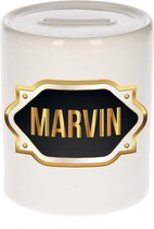 Marvin naam cadeau spaarpot met gouden embleem - kado verjaardag/ vaderdag/ pensioen/ geslaagd/ bedankt