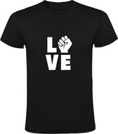 Love vuist Heren t-shirt | liefde | huwelijk | vrijgezel | relatie | scheiding | hartje | kado | Wit