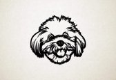 Wanddecoratie - Hond - Malteser - S - 45x50cm - Zwart - muurdecoratie - Line Art