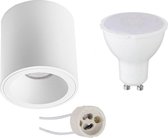 Opbouwspot Set - Pragmi Cliron Pro - GU10 Fitting - Dimbaar - Opbouw Rond - Mat Wit - 6W - Warm Wit 3000K - Verdiept - Ø90mm - BES LED
