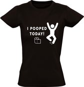 I pooped today Dames t-shirt | WC Papier | Toilet | Schijten | Gezeik | Diarree | grappig | kado | Zwart