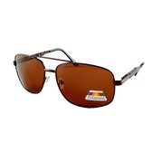 Aviator Piloten Rechthoekige Zonnebril Heren Dames - Polarized Gepolariseerd Polariserend - Metaal Bruin - Bruine Glazen