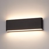 HOFTRONIC - Dallas XL LED Wandlamp up & down light - Zwart - IP54 voor binnen en buiten - 3000K warm wit licht - tweezijdig - Buitenlamp - LED Tuinverlichting