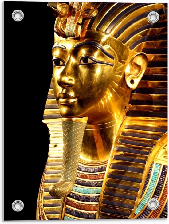 Tuinposter – Gouden Farao Beeld - 30x40cm Foto op Tuinposter  (wanddecoratie voor buiten en binnen)