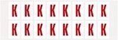 Letter stickers alfabet - 20 kaarten - rood wit teksthoogte 25 mm Letter K