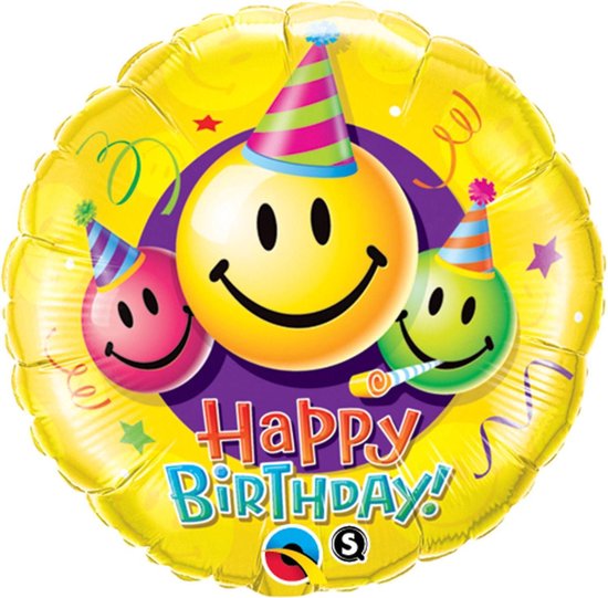 Folie Happy Birthday smiley 45 cm - Emoticons/emojis excl. helium