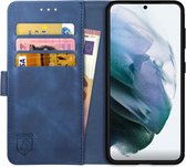 Rosso Element Book Case Wallet Hoesje Geschikt voor Samsung Galaxy S21 | Portemonnee | 3 Pasjes | Magneetsluiting | Stand Functie | Blauw