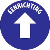 Eenrichting met pijl vloersticker, blauw 150 mm