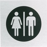 WC bordje dames/heren toiletten - aluminium - 80 x 80 mm