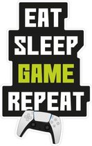 Muursticker "Eat, Sleep, Game, Repeat" | Gameroom sticker PS5 | Deursticker gamer |