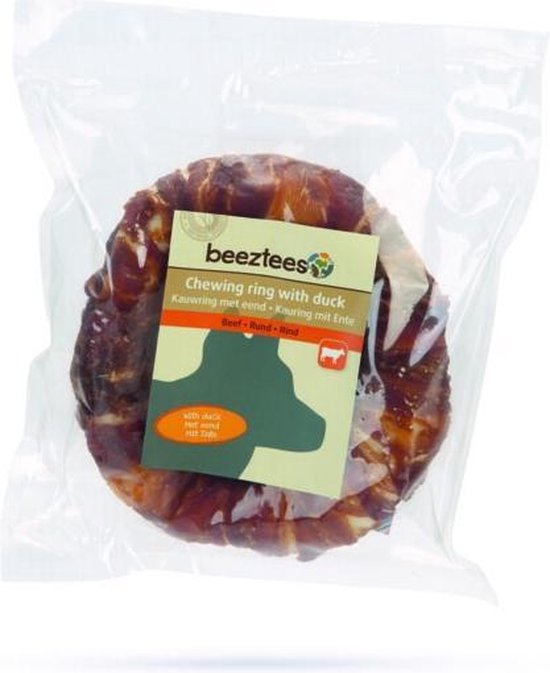 Beeztees Culinair Kauwring / Donut met Eend - hondensnack - 12,5 cm
