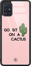 Samsung A71 hoesje glass - Go sit on a cactus | Samsung Galaxy A71  case | Hardcase backcover zwart