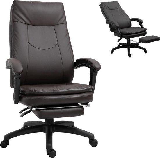 Chaise de bureau - Chaise de bureau ergonomique - Chaise de jeu - Chaise de Gaming - Avec repose-pieds - Jusqu'à 150 Kg - Marron