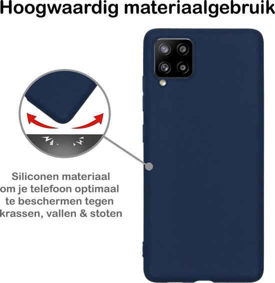 Coque Samsung A42 Coque Siliconen Blauw Foncé Avec 2x Protecteur d'écran - Coque Samsung Galaxy A42 Coque Siliconen Bleu Foncé - Coque Samsung A42 Siliconen Avec 2x Protecteur d'écran