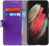 Samsung Galaxy S21 Ultra Hoesje Portemonnee Book Case Paars