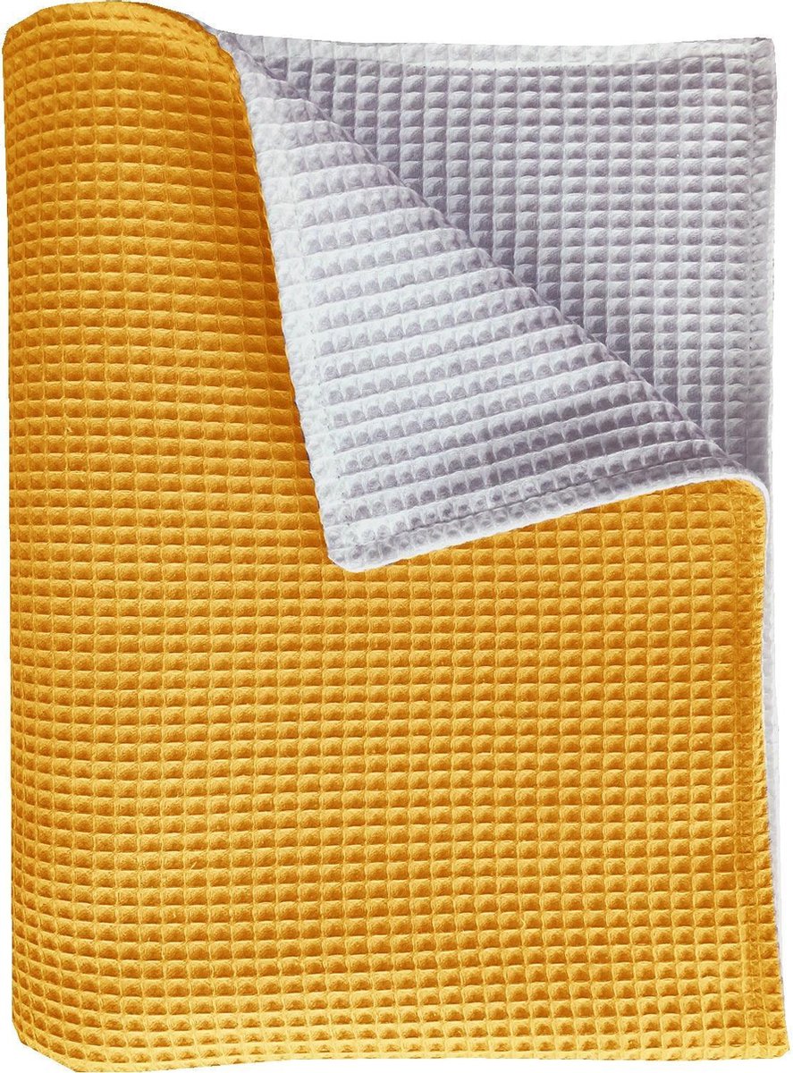 BINK Bedding ledikantdeken Pique (Wafel) dubbelzijdig oker/wit 100 x 150 cm