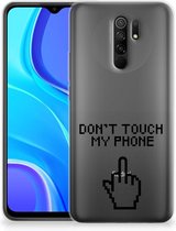 Leuk TPU Back Case Xiaomi Redmi 9 Hoesje Finger Don't Touch My Phone