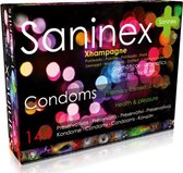 Saninex - condooms - 144 stuks - condooms met glijmiddel - transparant - extra sterk - xhampagne - crystal clear glitter