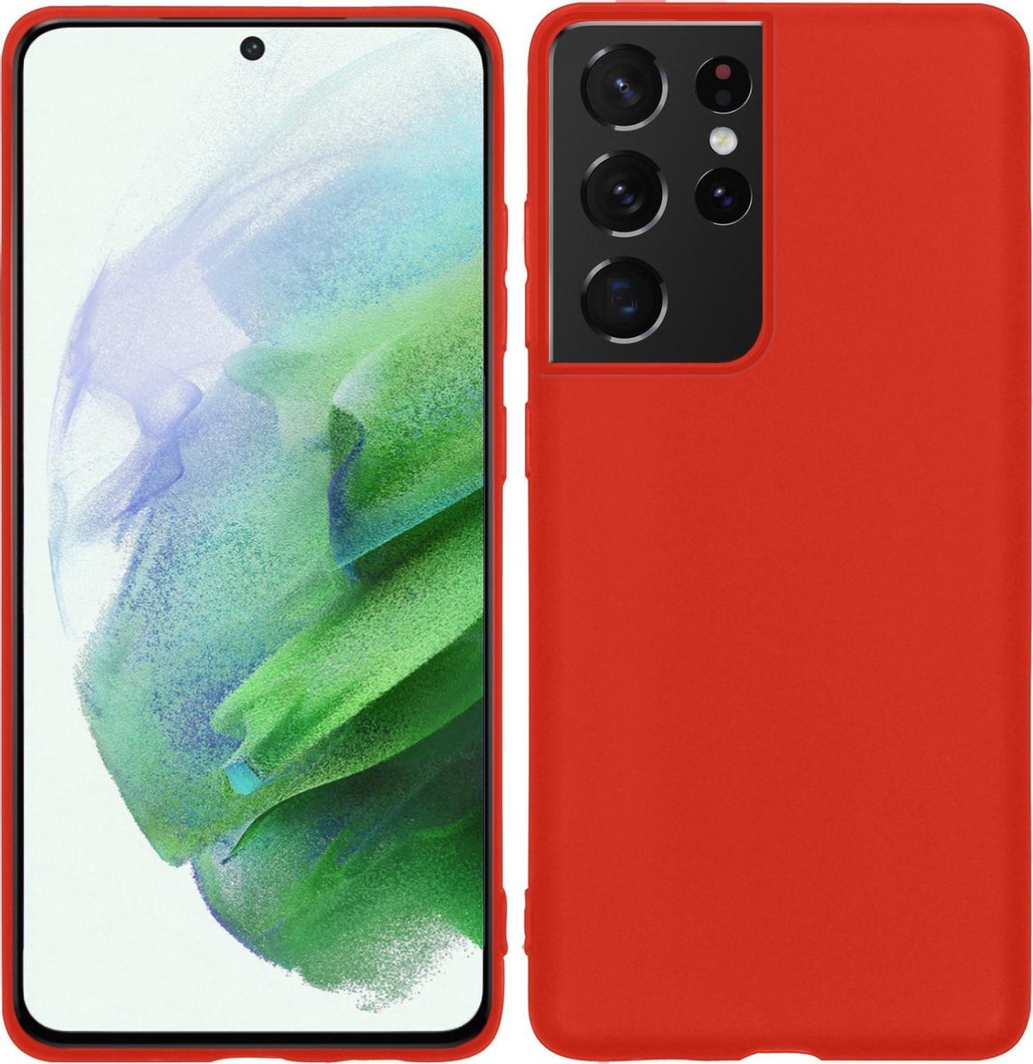Hoesje Geschikt voor Samsung Galaxy S21 Ultra - Sterk & Shockproof - Hoes Cover - Siliconen Case - Rood