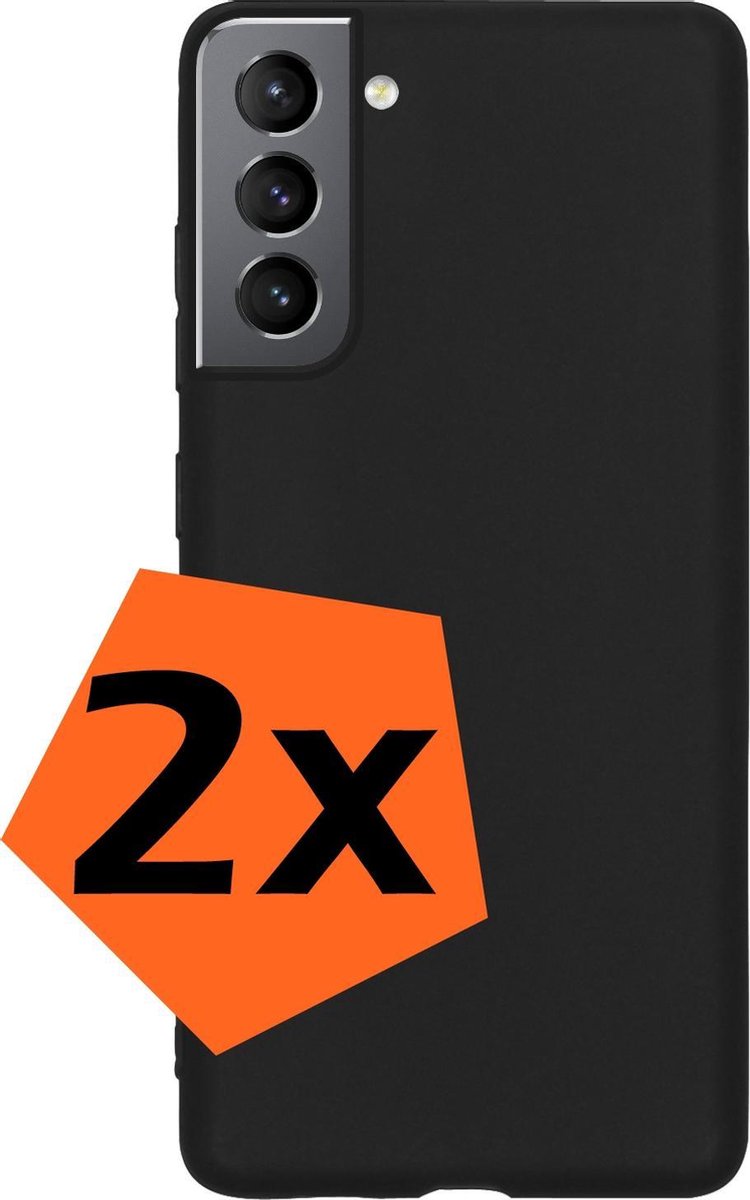 Hoes - 2 Stuks - Geschikt voor Samsung Galaxy S21 - Sterk & Shockproof - Case Siliconen - Back Cover - Telefoon Hoes - Zwart