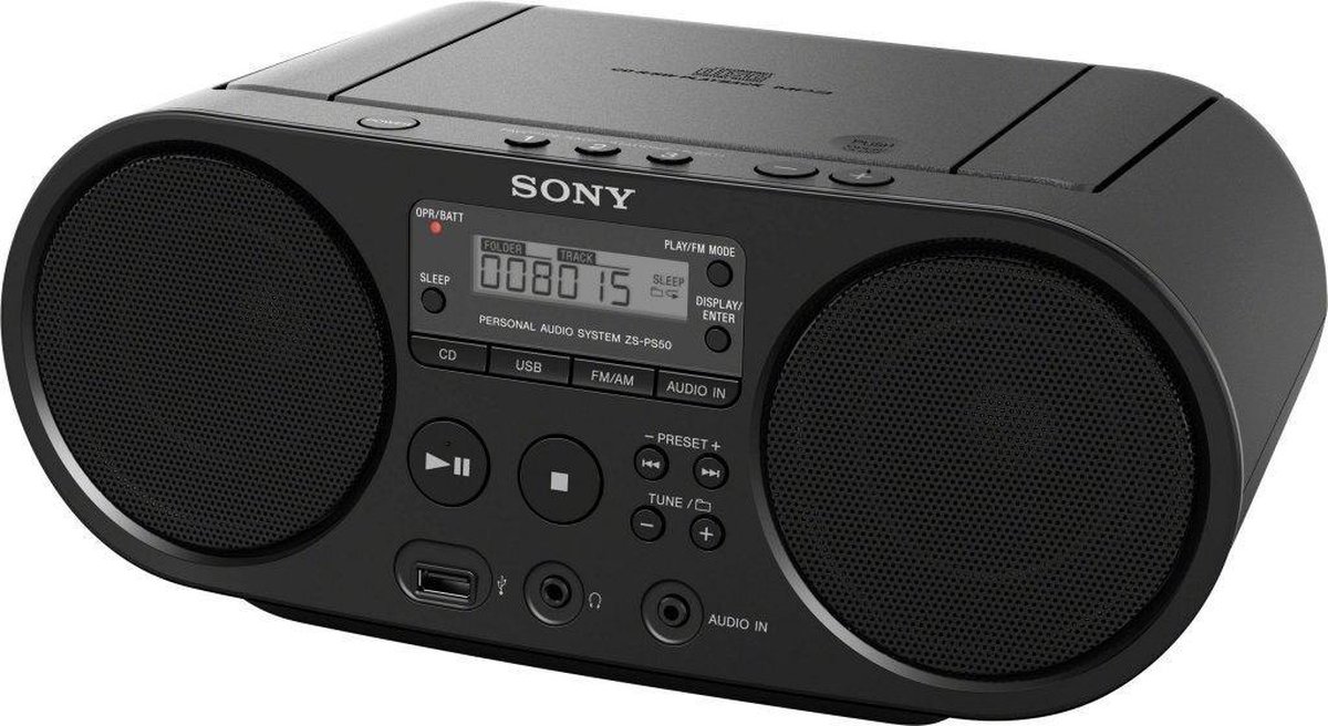 Zee Hoogte alias Sony ZS-PS55 - DAB+ Radio/cd-speler - Zwart | bol.com