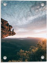 Tuinposter – Hangende Rots over Uitzicht - 30x40cm Foto op Tuinposter  (wanddecoratie voor buiten en binnen)