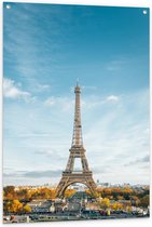 Tuinposter – Eiffeltoren in Parijs, Frankrijk - 80x120cm Foto op Tuinposter  (wanddecoratie voor buiten en binnen)