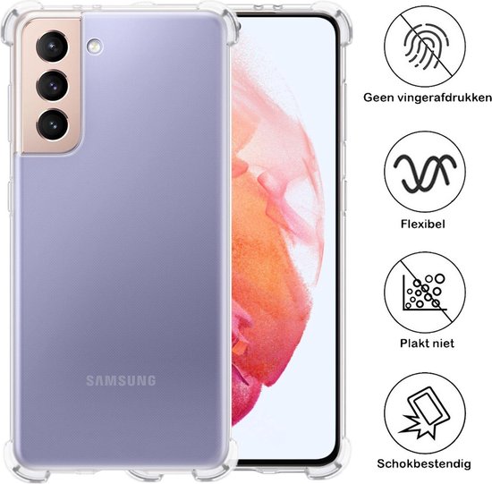 Samsung S21 Cases Coque Antichoc avec Protecteur d'Écran - Coque Samsung Galaxy S21 Coque Siliconen Transparente - Coque Antichoc Samsung S21 Avec Protecteur d'Écran