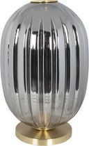 Clayre & Eef Tafellamp inclusief lichtbron Ø 20*35 cm E14/max 1*40W Grijs Metaal, Glas Ovaal