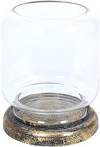 Clayre & Eef Windlicht Ø 17*20 cm Transparant Metaal, Glas Rond Kaarsenhouder Sfeerverlichting