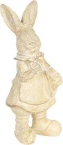 Clayre & Eef Decoratie Beeld Konijn 6*6*13 cm Wit Kunststof Decoratief Figuur Paashaas Woonaccessoires