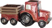 Clayre & Eef Bloempot Binnen Tractor 29*12*13 cm Rood Keramiek Plantenpot