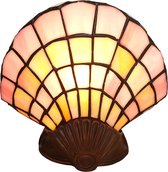 LumiLamp Tiffany Tafellamp Schelp 25x20 cm Roze Beige Glas Tiffany Bureaulamp