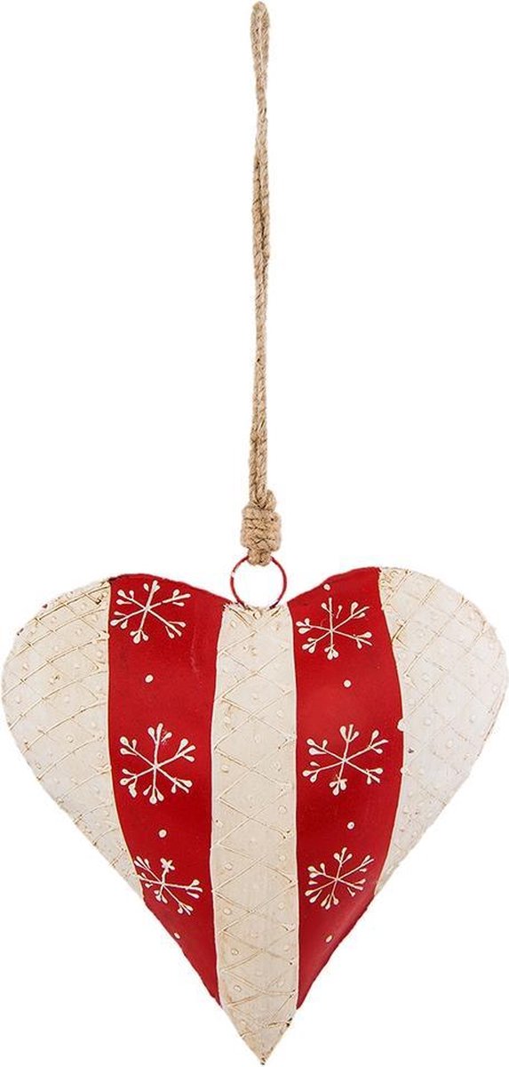 Clayre & Eef Decoratie hanger Hart 19*6*20 cm Rood Ijzer Hartvormig Woondecoratie