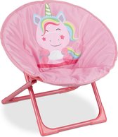Relaxdays kinderstoel moon chair - relaxstoel voor kinderen - campingstoel - inklapbaar - Unicorn