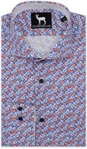 GENTS | Blumfontain Overhemd Heren Volwassenen bloemprint blauwrood 0561 Maat XXL 45/46