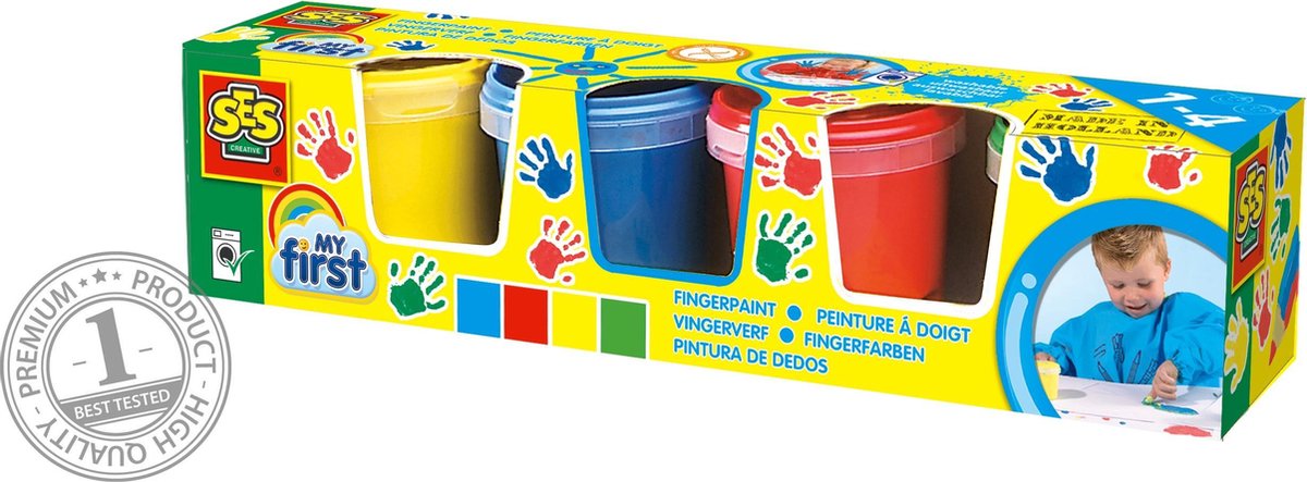 SES My first vingerverf - Hobbyverf - 4 kleuren - Diverse kleuren