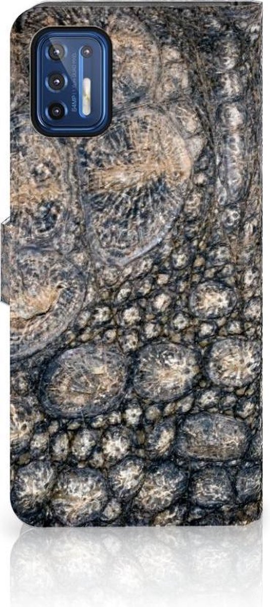 Motorola Moto G9 Plus Telefoonhoesje met Pasjes Krokodillenprint