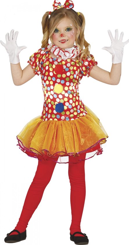 Fiestas Guirca Clownsjurk Meisjes Polyester Rood Mt 7-9 Jaar