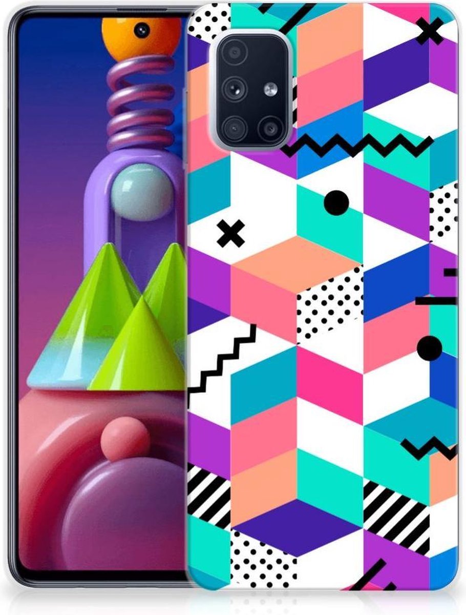 Samsung Galaxy M51 TPU Hoesje Blokken Kleurrijk