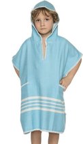 Kinder Strandponcho Hamam Turquoise - 6-7 jaar - - jongens/meisjes/unisex pasvorm - poncho handdoek voor kinderen met capuchon - zwemponcho - badcape - badponcho