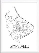 Simpelveld Plattegrond poster A4 + fotolijst wit (21x29,7cm) - DesignClaud