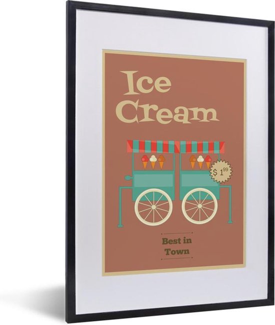 Affiche Avec Chariot De Glace Et Citation Les Meilleures Glaces De La Ville Bol Com