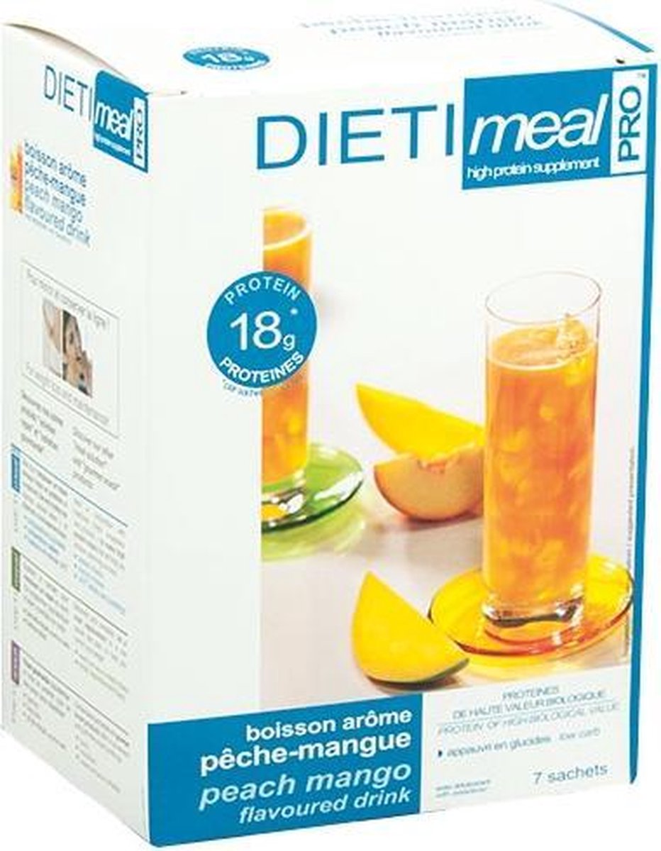 Goedkoopste Dietimeal | Proteïnedrank | Perzik Mango | 7 x 24 gram | Koolhydraatarm eten doe je zó!