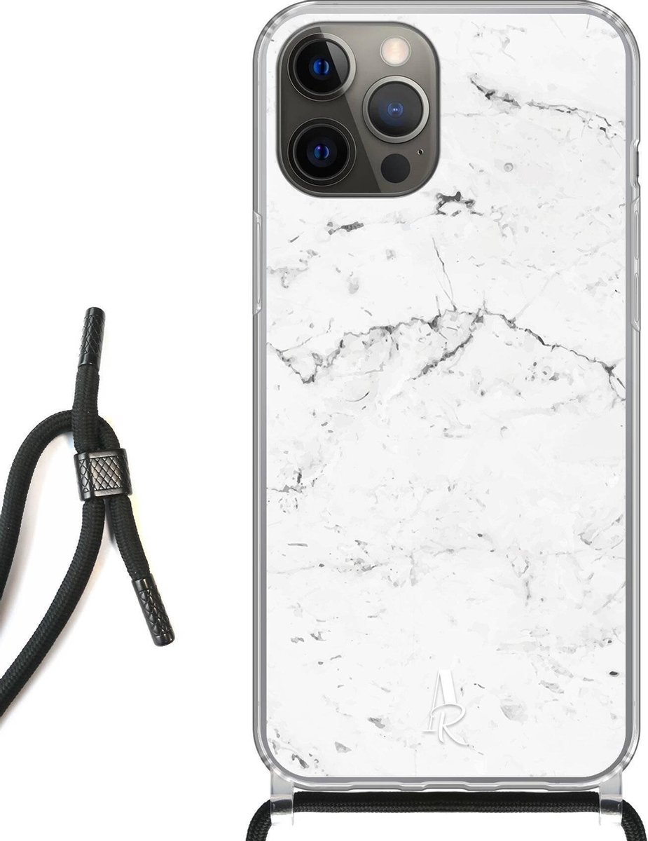 iPhone 12 Pro Max hoesje met koord - Pearly Marble