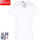Alan Red - T-Shirt - V-Hals - 2 Pack - Stretch - Oklahoma - Slim Fit - Wit